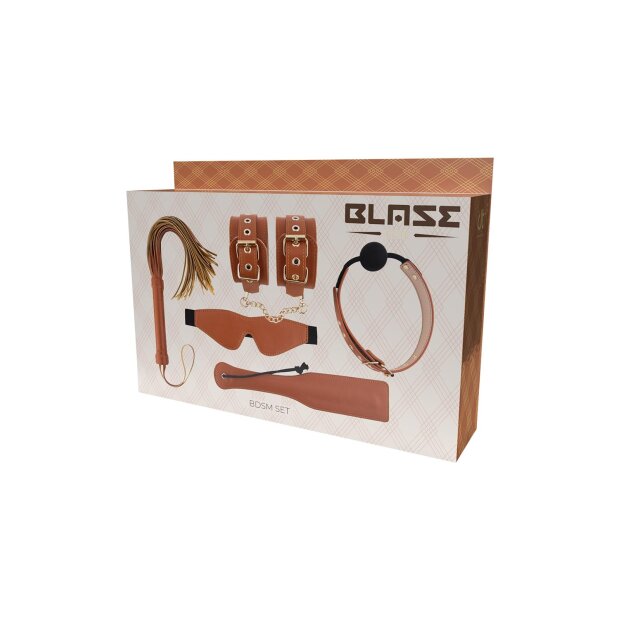 Dream Toys Elite Bdsm Set Cognac Vegan Leather