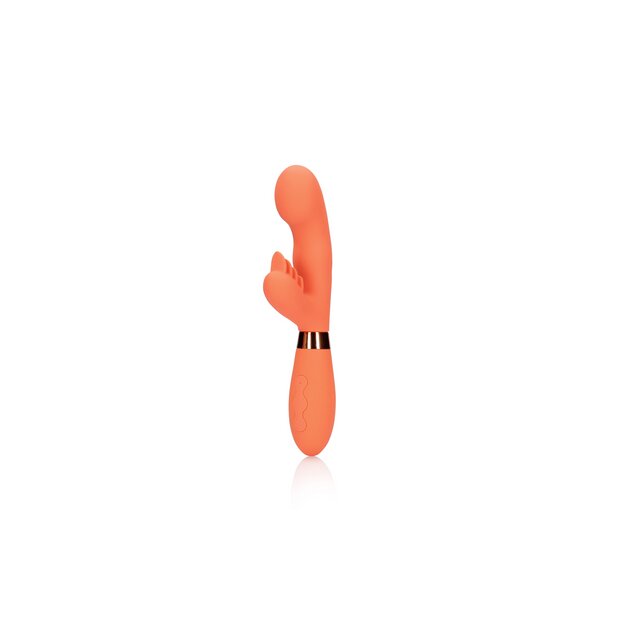 Loveline Silicone Rabbit Vibrator with Ribbed Clitoral Stimulator - Glazed Carrots