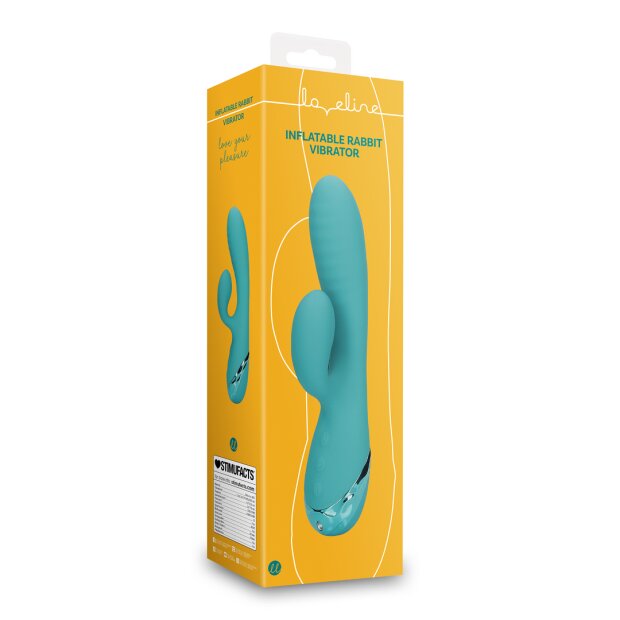 Loveline Inflatable Rabbit Vibrator - Peacock Blue