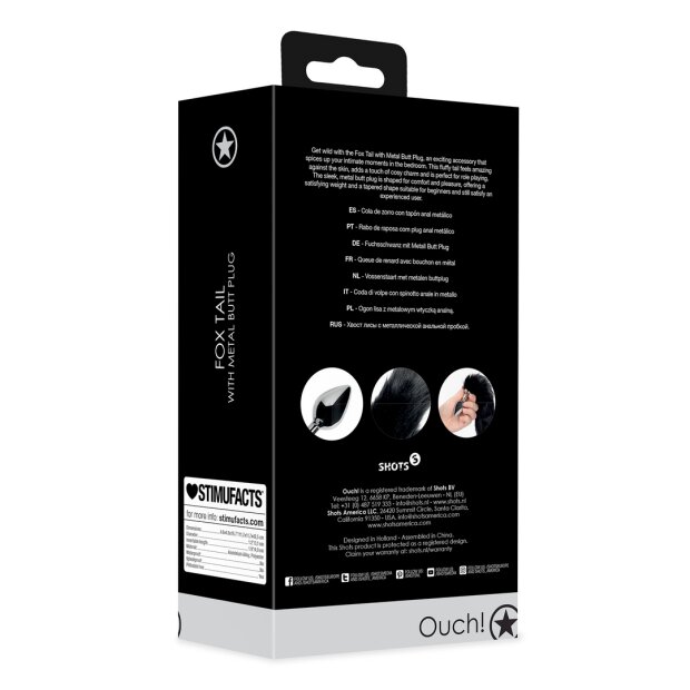 Shots - Ouch! Fuchsschwanz mit Metall Butt Plug - Schwarz