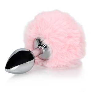 Shots - Ouch! Hasenschwanz mit Metall Butt Plug - Pink