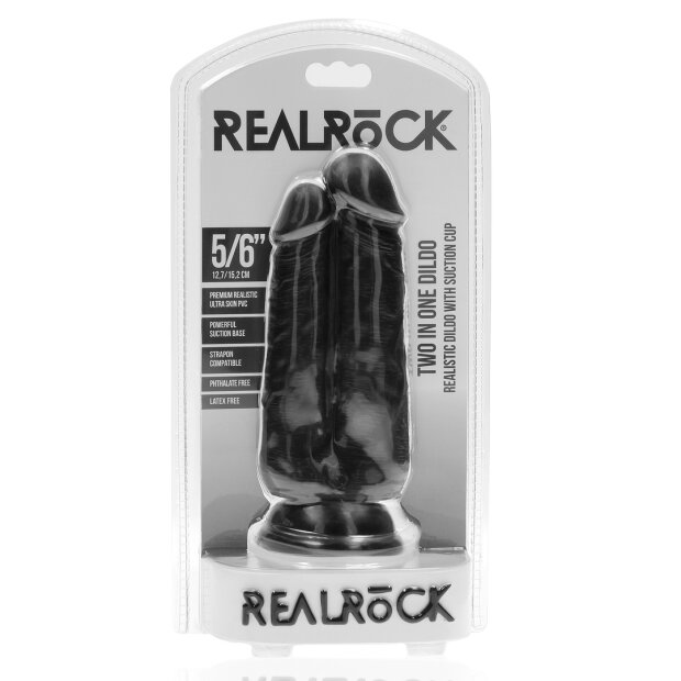 RealRock Two in One Dildo 5/6 - 12,7/15,2 cm Black