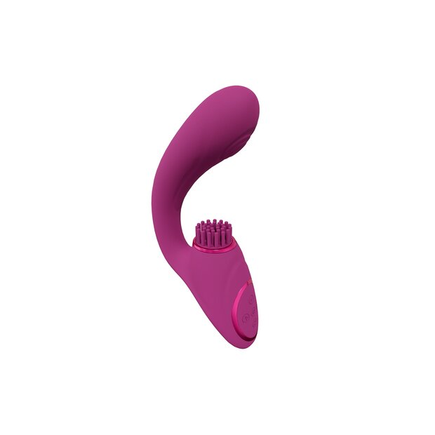 VIVE Gen Triple Motor G-Spot Vibrator with Pulse Wave and Vibrating Bristles - Pink