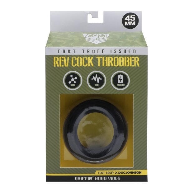 Doc Johnson Rev Cock Throbber - Vibrating Cockring - Black