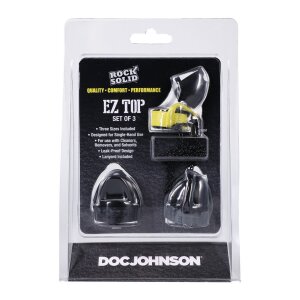 Doc Johnson EZ Top Set of 3 Black/Yellow/Grey