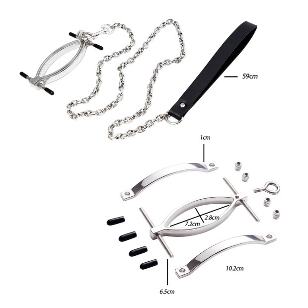 Kiotos Steel Clit Clamp with leash chain