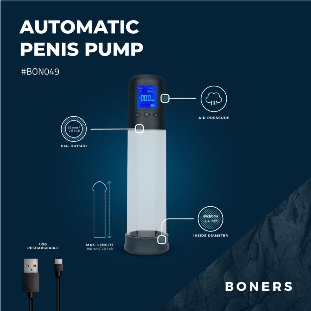 Boners Pompe à pénis avec écran LCD
