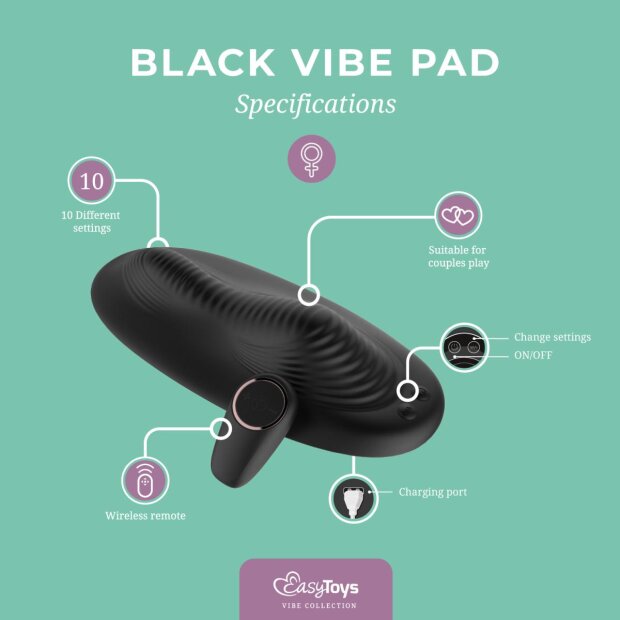 EasyToys Vibe Pad mit doppelter Vibration und Fernbedienung Schwarz