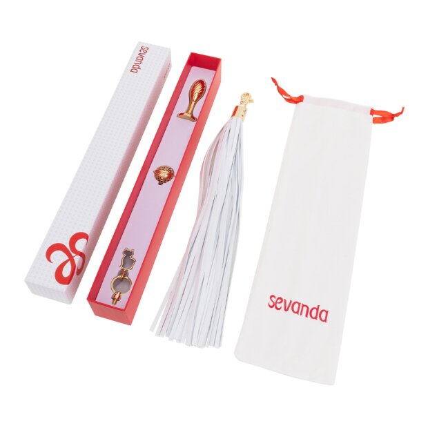 Sevanda abnehmbarer Pony-Schwanz Plug Kit mit Birnenförmigen Plug gold/rosa