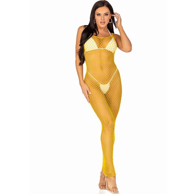 Leg Avenue Robe en résille longueur cheville One Size Jaune