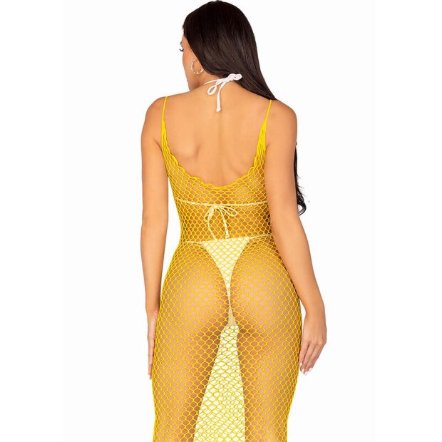 Leg Avenue Robe en résille longueur cheville One Size Jaune