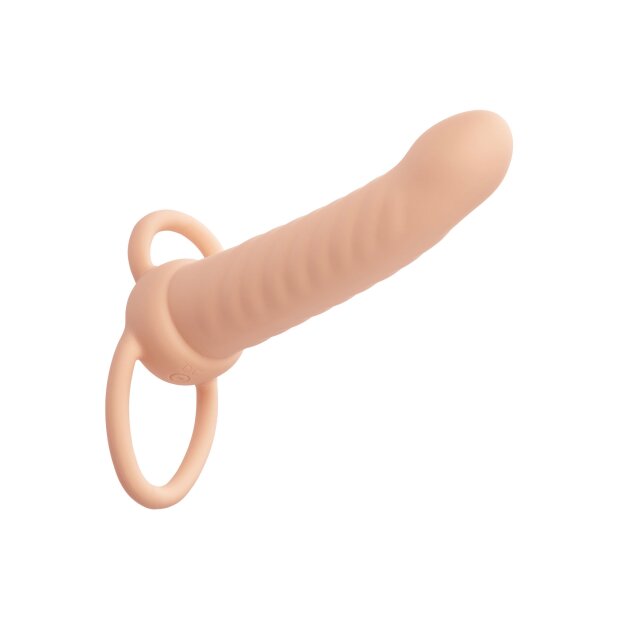 CalExotics Performance Maxx Rechargeable Ribbed Dual Penetrator Light skin tone