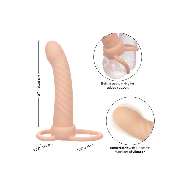 CalExotics Performance Maxx Rechargeable Ribbed Dual Penetrator Light skin tone
