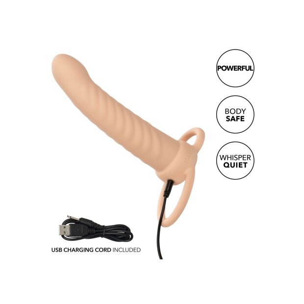 CalExotics Performance Maxx Rechargeable Ribbed Dual Penetrator Light skin tone