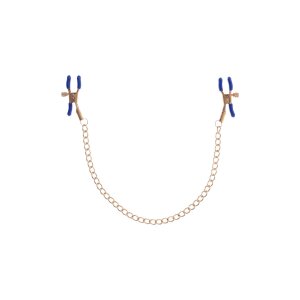 Sportsheets Cougar verkettete Nippel Klemmen gold/blau