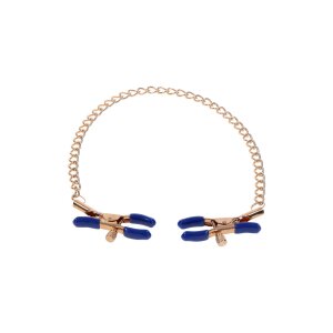 Sportsheets Cougar verkettete Nippel Klemmen gold/blau