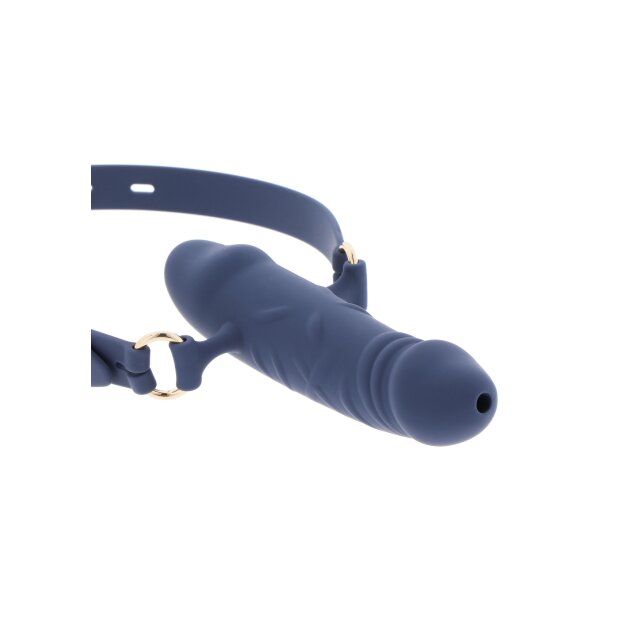 Gode-ceinture respirant en silicone bleu
