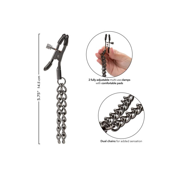 CalExotics Euphoria Collection Nippel Klemmen mit Kette schwarz