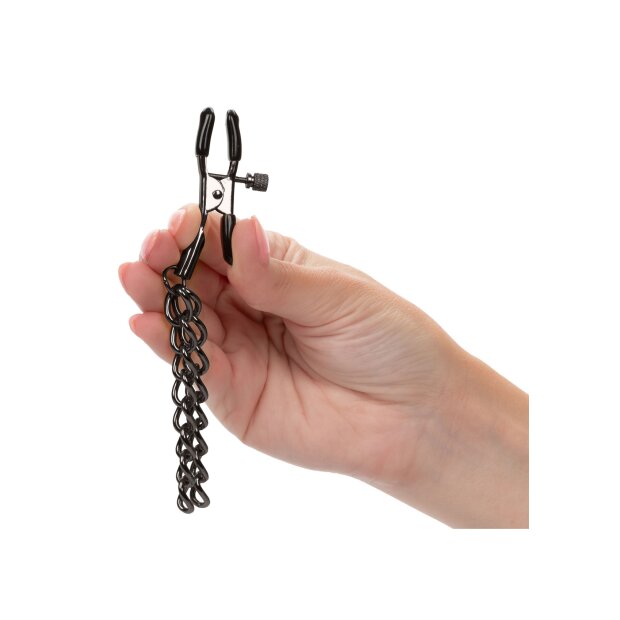 CalExotics Euphoria Collection Nippel Klemmen mit Kette schwarz