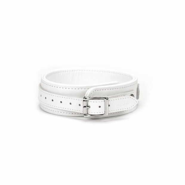 Liebe Seele collar with lead genuine leather 124 cm White