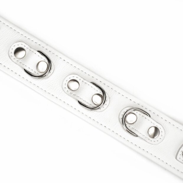 Liebe Seele collar with lead genuine leather 124 cm White