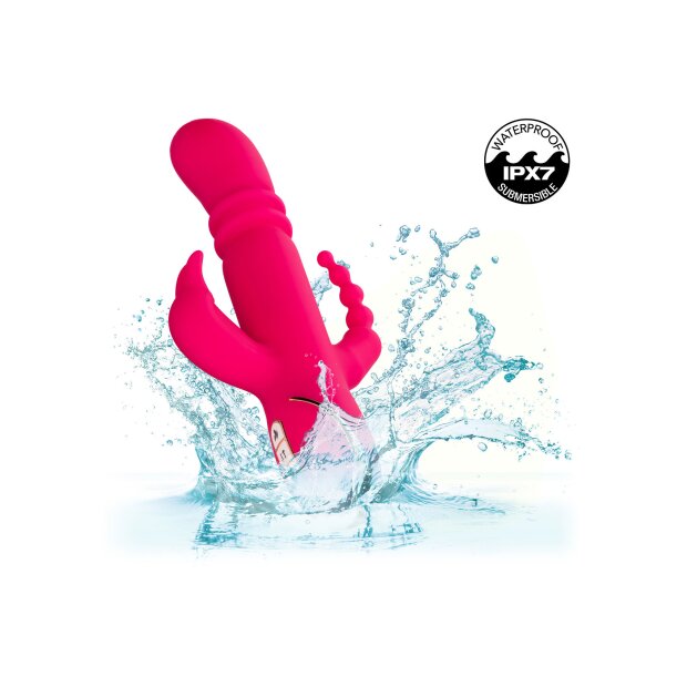 CalExotics Jack Rabbit Signature Heated Triple Fantasy Rabbit Pink