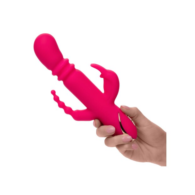 CalExotics Jack Rabbit Signature Heated Triple Fantasy Rabbit Pink