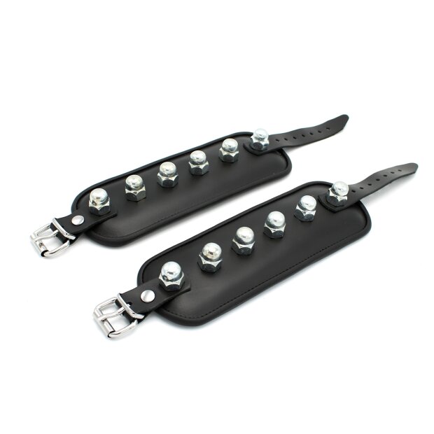 Kiotos Leather Padded Handcuffs Spikey Nuts