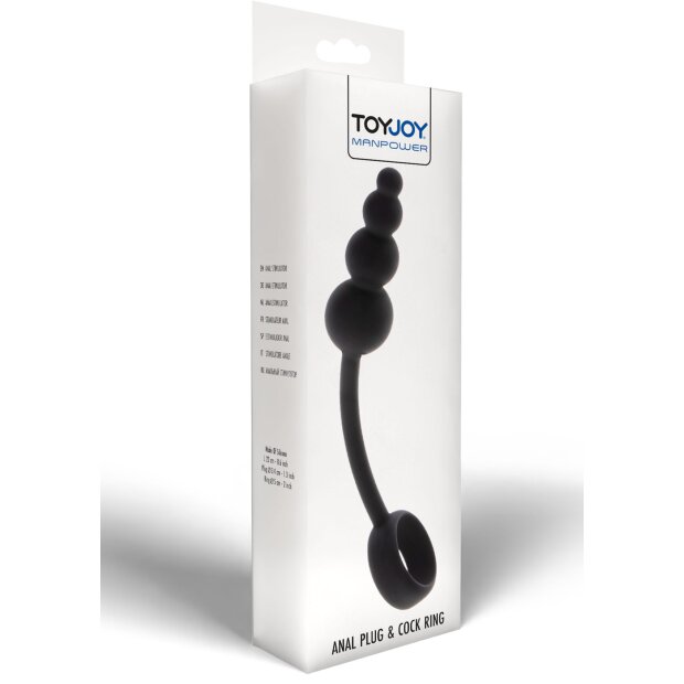ToyJoy Manpower Anal Plug & Cock Ring Black