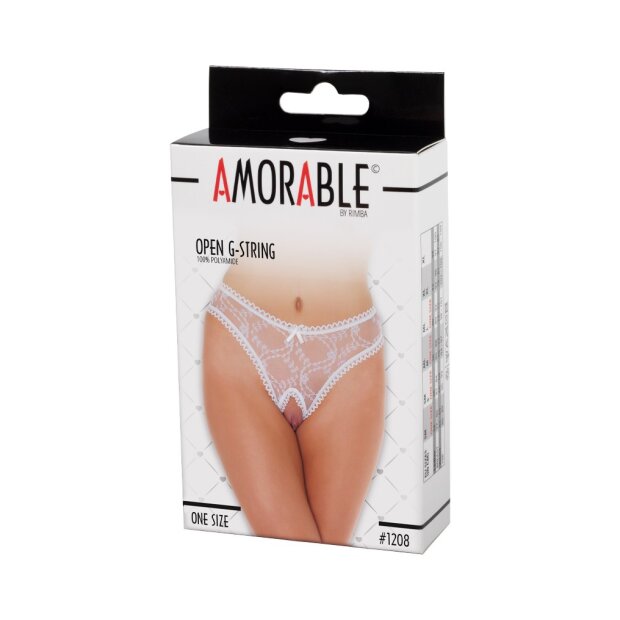 Amorable String Transparent à entrejambe ouvert Blanc One Size