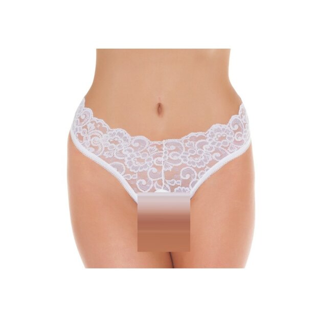 Amorable G-String with Open Crotch White One Size