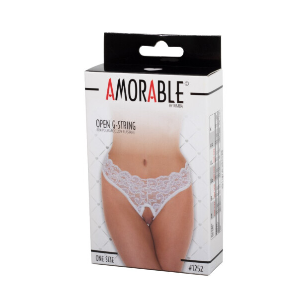 Amorable G-String with Open Crotch White One Size