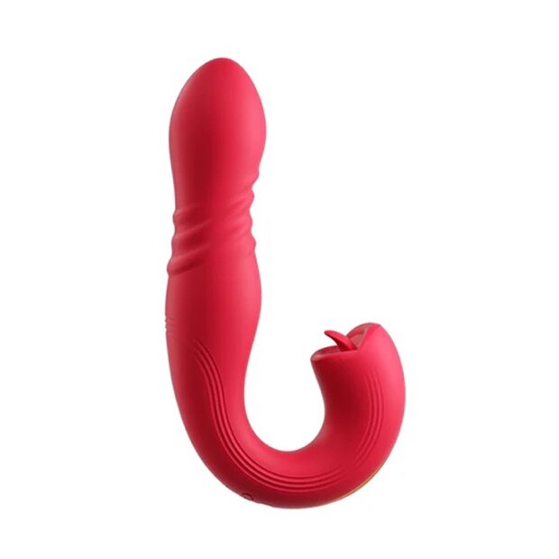 HoneyPlayBox - JOI Thrust 2 Pressure Sensing App Controlled Thrusting G-spot Vibrator & Tongue Clit Licker Red