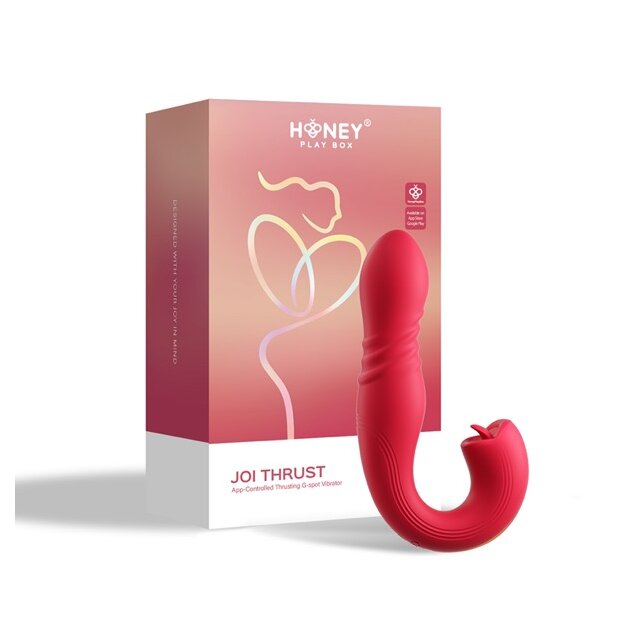 HoneyPlayBox - JOI Thrust 2 Pressure Sensing App Controlled Thrusting G-spot Vibrator & Tongue Clit Licker Red