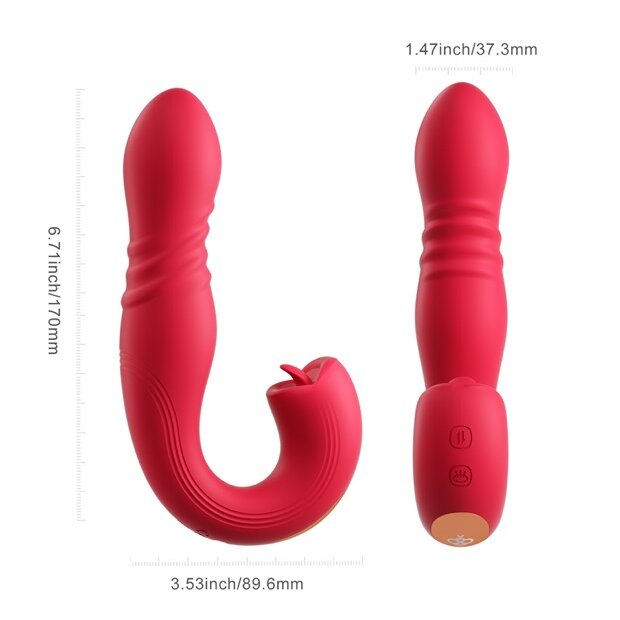 HoneyPlayBox - JOI Thrust 2 Pressure Sensing App Controlled Thrusting G-spot Vibrator & Tongue Clit Licker Red