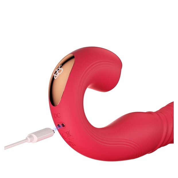 HoneyPlayBox - JOI Thrust 2 Pressure Sensing App Controlled Thrusting G-spot Vibrator & Tongue Clit Licker Red