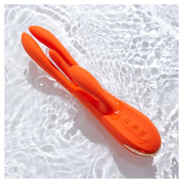 HoneyPlayBox Terri App-controlled Kinky Finger Tapping Rabbit Vibrator Orange