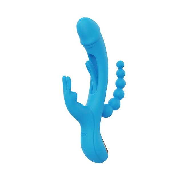 HoneyPlayBox Trilux Kinky Finger Rabbit Vibrator with Anal Beads Blue