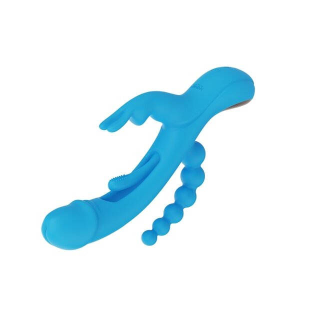 HoneyPlayBox Trilux Kinky Finger Rabbit Vibrator with Anal Beads Blue
