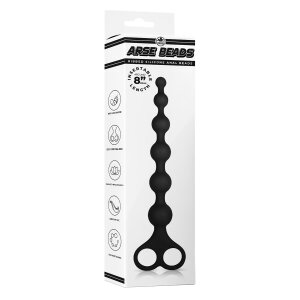 NMC 8 Inch Ribbed Silicone Anal Beads Black