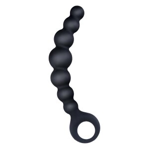 NMC 7 Inch Ribbed Silicone Anal Beads Black