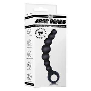 NMC 7 Inch Ribbed Silicone Anal Beads Black