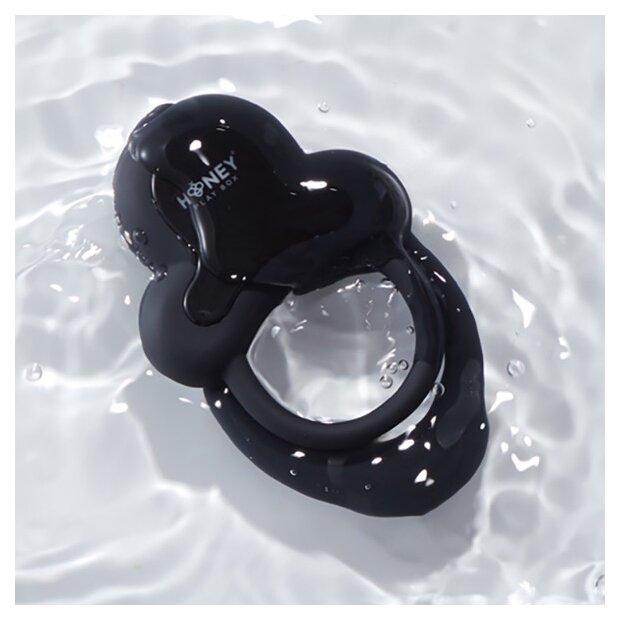 HoneyPlayBox - Anello-App-Controlled Vibrating Double Cock Ring with Clitoral Stimulator Black