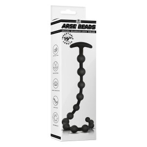 NMC 19 Inch Ribbed Silicone Anal Beads Black