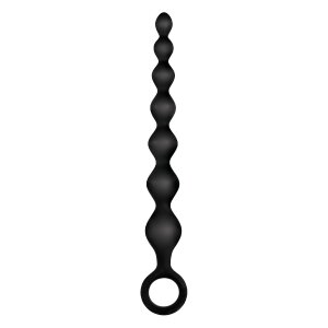 NMC 7 Inch Ribbed Silicone Anal Beads Black