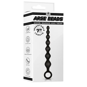 NMC 7 Inch Ribbed Silicone Anal Beads Black