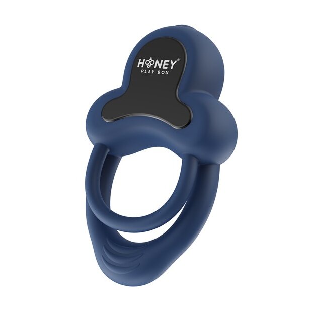 HoneyPlayBox - Anello-App-Controlled Vibrating Double Cock Ring with Clitoral Stimulator Blue
