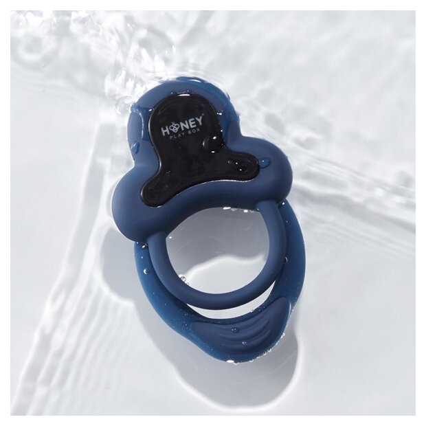 HoneyPlayBox - Anello-App-Controlled Vibrating Double Cock Ring with Clitoral Stimulator Blue