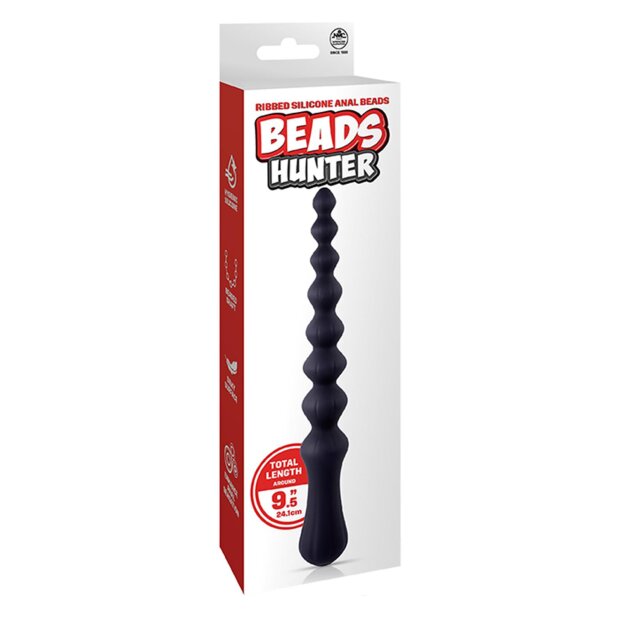 NMC 9.5 Inch Ribbed Silicone Anal Ball Beads Black