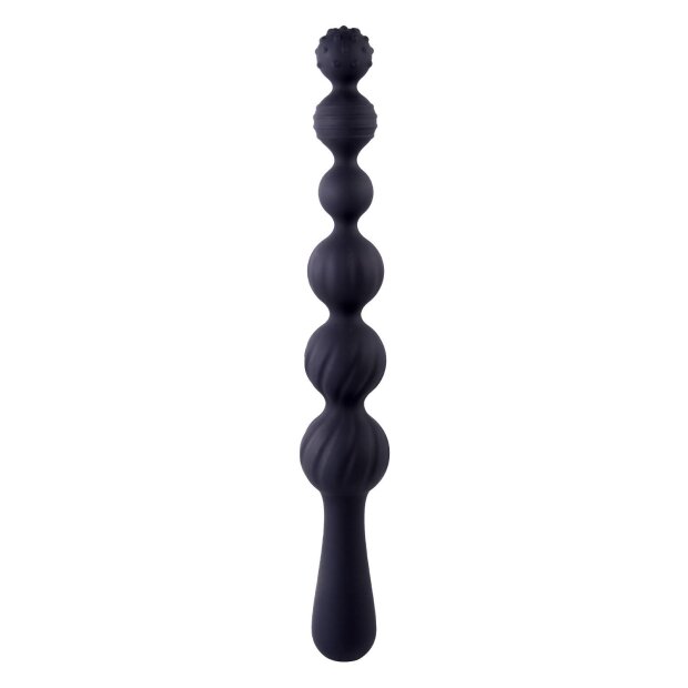 NMC 9.5 Inch Ribbed Silicone Anal Ball Beads Black